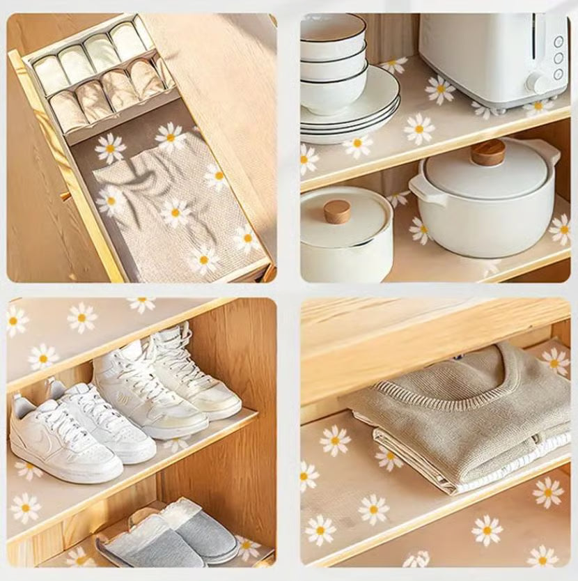 🌸 لفائف بلاستيك أنيقة لتنظيم وحماية الخزائن